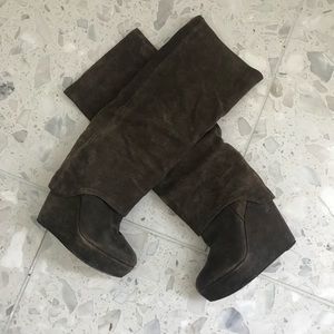 Elizabeth and James Suede Knee High Wedge Boot